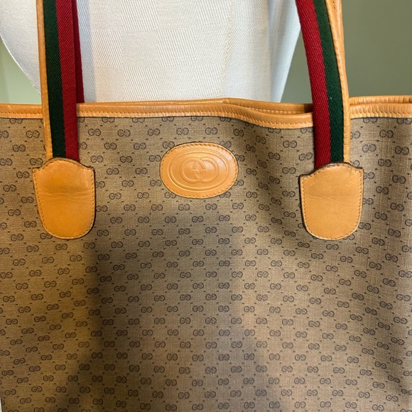 Authentic Vintage Gucci Interlocking GG Monogram Sherry Web Shopper Tote Bag - Picture 2 of 14